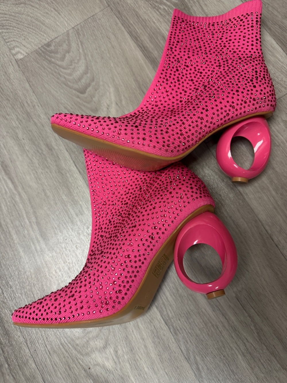 Women's Hot Pink Jewel-Embellished Ankle Booties BARBIE